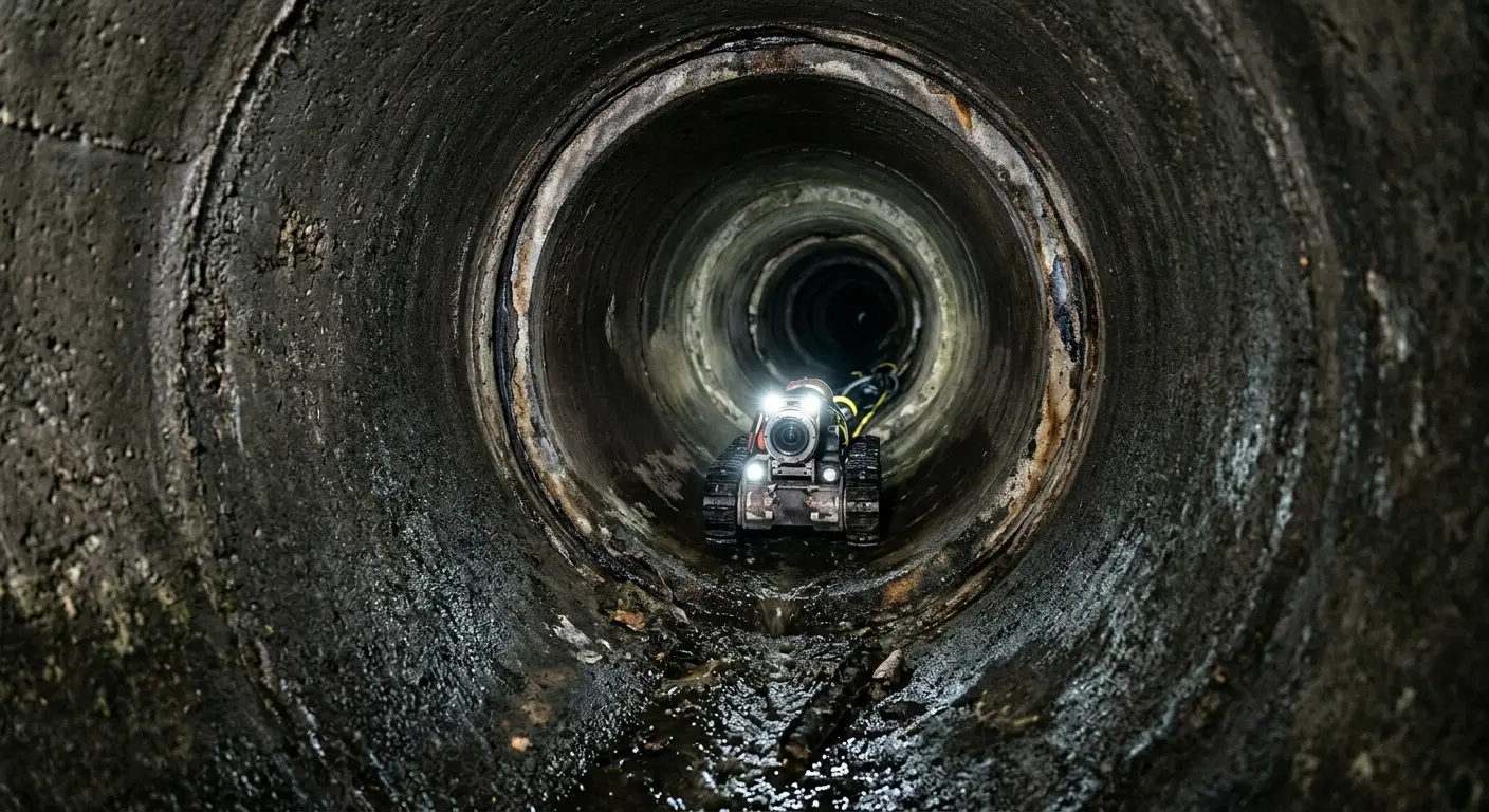 Robotic sewer camera inspecting pipe interior for Drain Snake Service in Gilbert